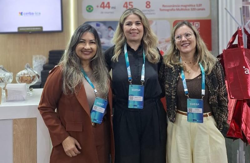 Claudia Magalhães, Simone Tonon e Gilmara Cardoso, na Convenção Unimed Suesp