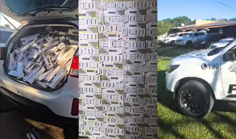 Mercadoria, veículos envolvidos e os dois suspeitos foram apresentados à Polícia Federal de Prudente