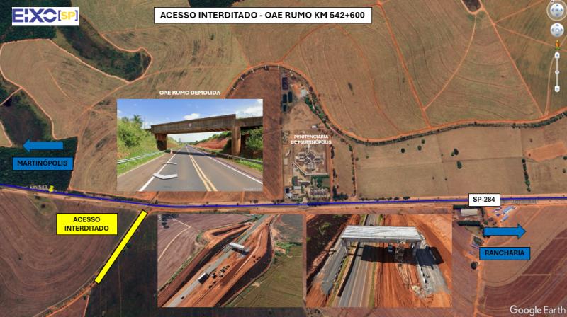 Motoristas deverão utilizar dispositivo no km 546 como alternativa de acesso a Martinópolis