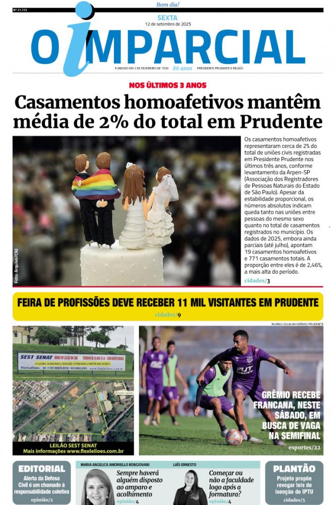 Casamentos homoafetivos mantÍm mÈdia de 2% do total em Prudente - Em Prudente, casamentos homoafetivos mantêm média de 2% do total nos últimos 3 anos, aponta Arpen