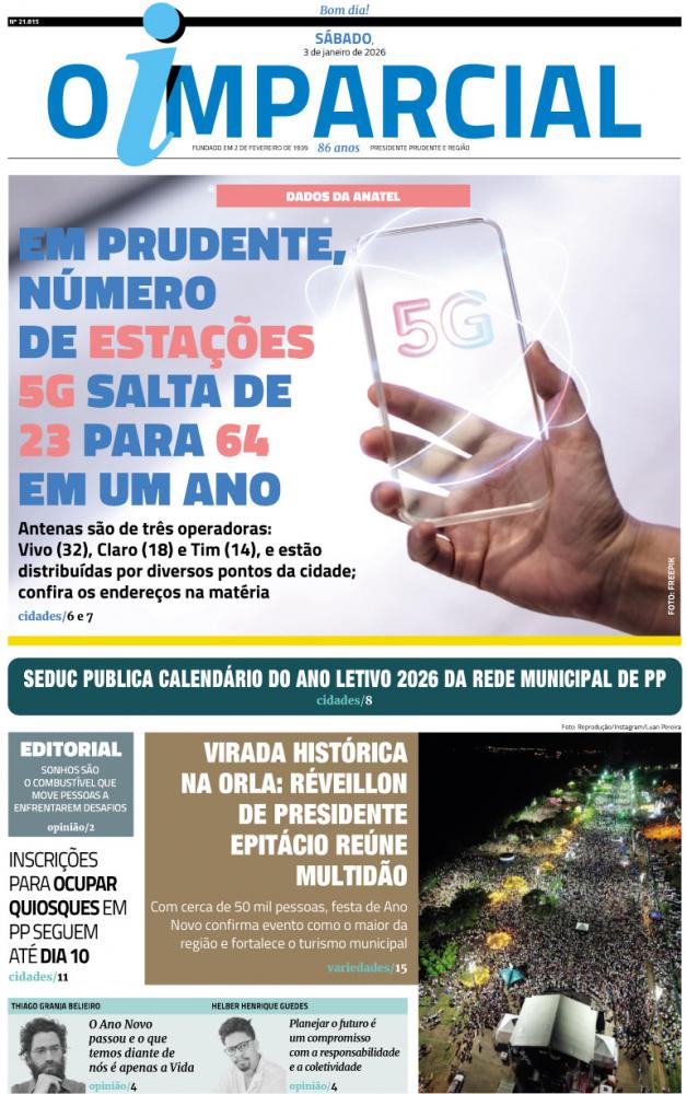 Em Prudente, número de estações 5G salta de 23 para 64 em um ano, expõe Anatel - EM PRUDENTE, NÚMERO DE ESTAÇÕES 5G SALTA DE 23 PARA 64 EM UM ANO