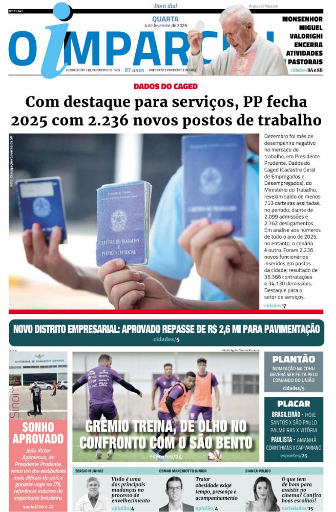 Caged: Prudente fecha 2025 com 2.236 novos trabalhadores; destaque fica para setor de serviços - Com destaque para serviços, PP fecha 2025 com 2.236 novos postos de trabalho