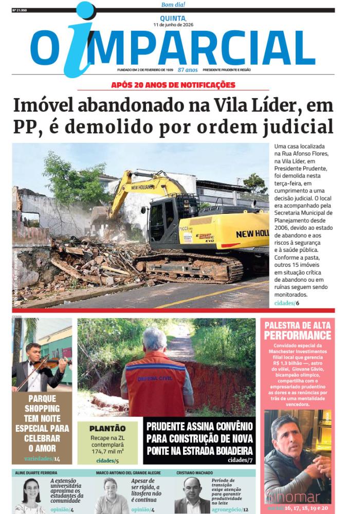 Imóvel abandonado na Vila Líder, em PP, é demolido por ordem judicial - Imóvel abandonado na Vila Líder, em PP, é demolido por ordem judicial