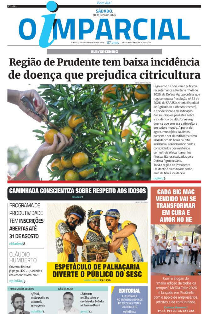 Região de Prudente tem baixa incidência de doença que prejudica citricultura - Região de Prudente tem baixa incidência de doença que prejudica citricultura