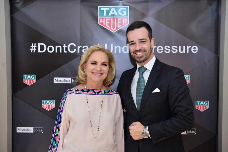 Stúdio Vollkopf: Empresária Dirce Zamora e o supervisor comercial da TAG Heuer, Diego Alves