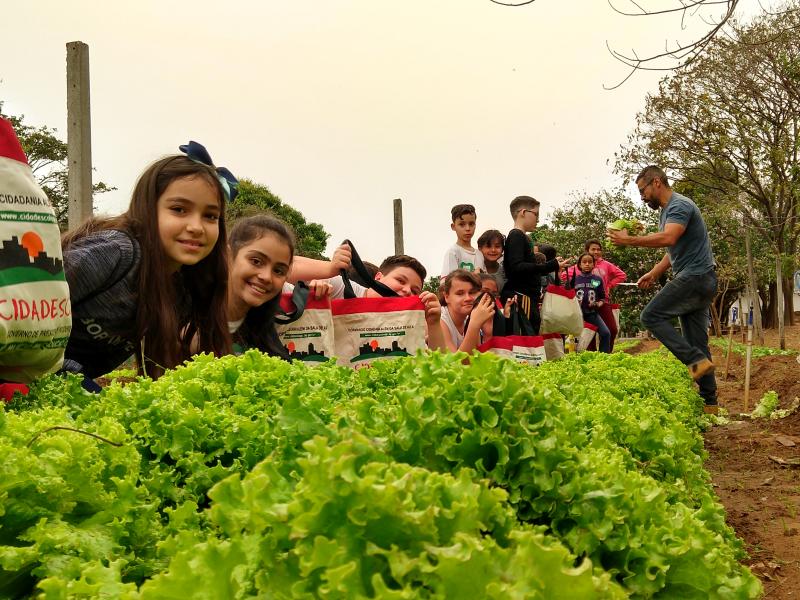 Pedro Silva - Alunos do Cidadescola participam ontem de várias atividades, uma delas na Horta Municipal