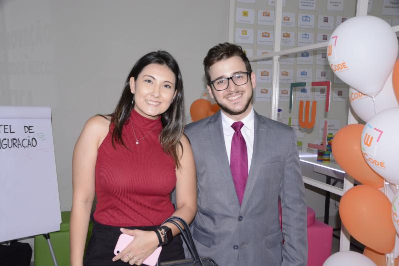 Leticia Achilles e João Parron, na inauguração da WeCode Escola de Tecnologia