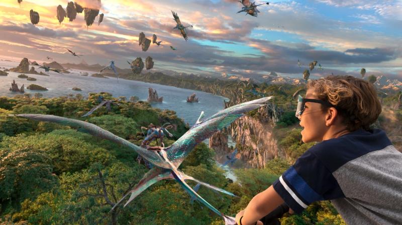 Pandora: visitantes “voam” a bordo de um banchee, no parque Animal Kingdom, que tem área dedicada ao universo do filme “Avatar”