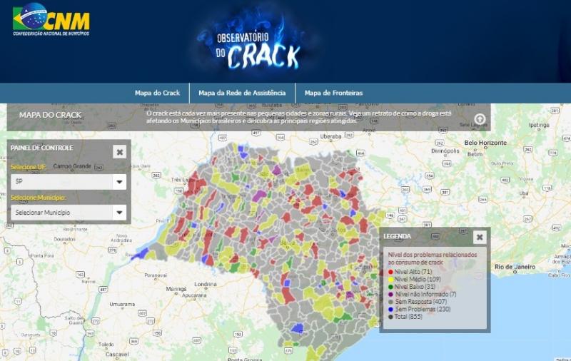 Reprodução/Internet - Portal Observatório do Crack disponibiliza informações de 23 cidades da região