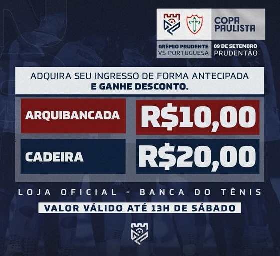 Ingressos à venda para o jogo da volta entre Marília e Portuguesa