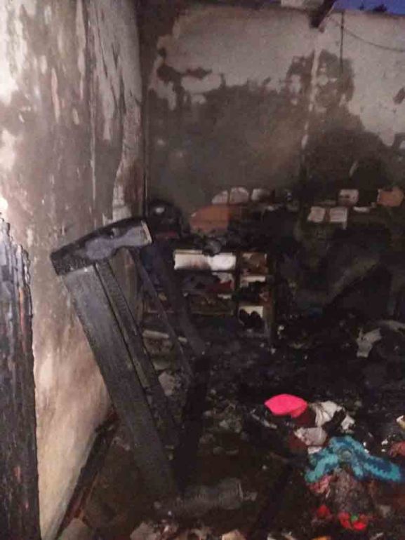 Comdec, Fogo danificou o forro de PVC de três cômodos da residência