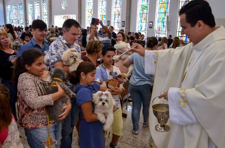 Alex Oliveira/Arquivo Pessoal/Cedida - Missa e Benção de Animais da Paróquia Nossa Senhora do Carmo recebeu 300 animais no domingo