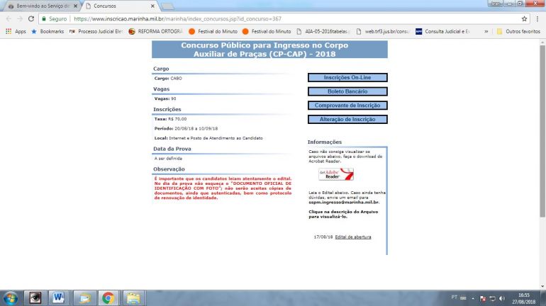 Reprodução - Interessados em participar devem acessar o site www.ingressonamarinha.mar.mil até o dia 10