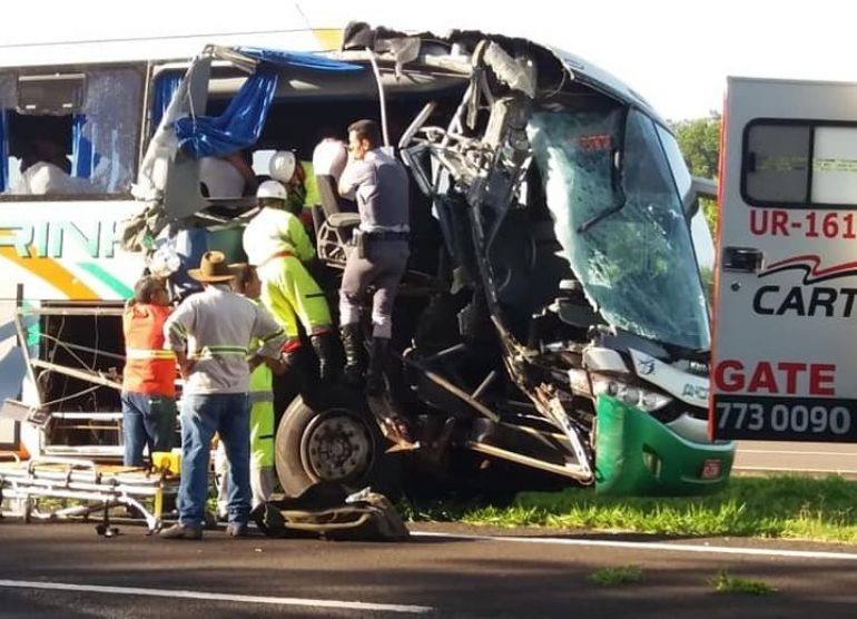 Em Assis/Cedida - Por motivos desconhecidos, ônibus atingiu traseira de caminhão