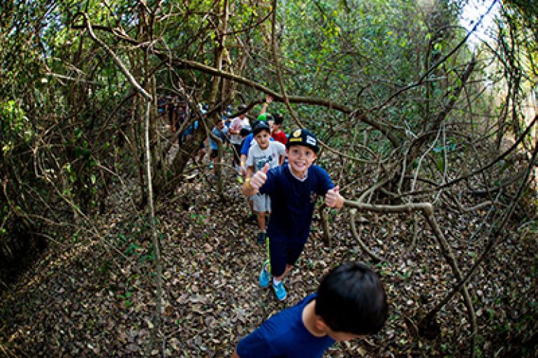 Emoção e aventura: crianças participam do passeio pela eco trilha do Terra Parque